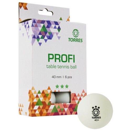 Мяч для настольного тенниса Torres Profi 3, арт.TT21012 белый, 6 шт