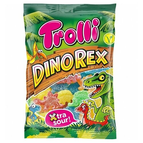Жевательный Мармелад Trolli Dino Rex  Тролли супер кислые Динозавры 100гр. Испания)