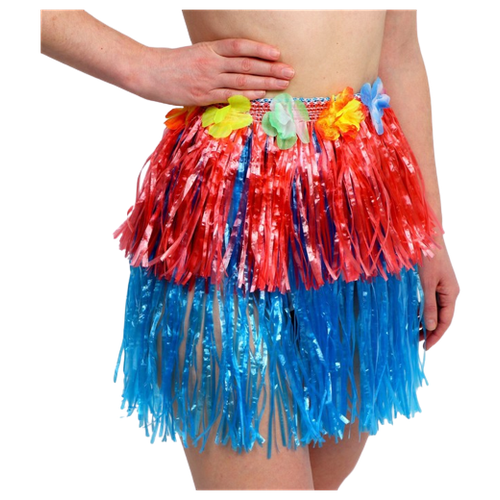 Гавайская юбка, 40 см, двухцветная голуборозовая 7471599