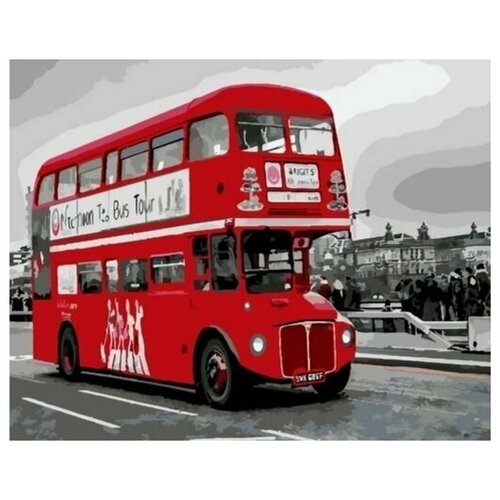 Картина по номерам Красный автобус холст на подрамнике 40х50 см