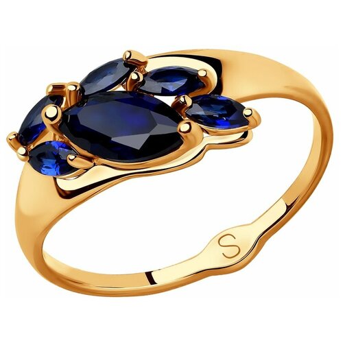 Кольцо SOKOLOV из золота с синими корундами синт.) 715201, размер 19.5