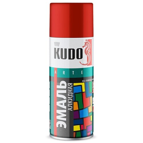 KUDO KU1004 Эмаль аэрозольная алкидная вишневая 0,52л)