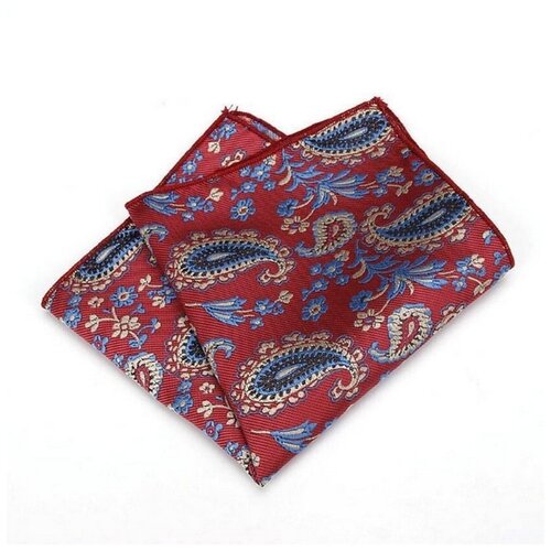 Нагрудный платок в карман пиджака мужской красный с узором пейсли