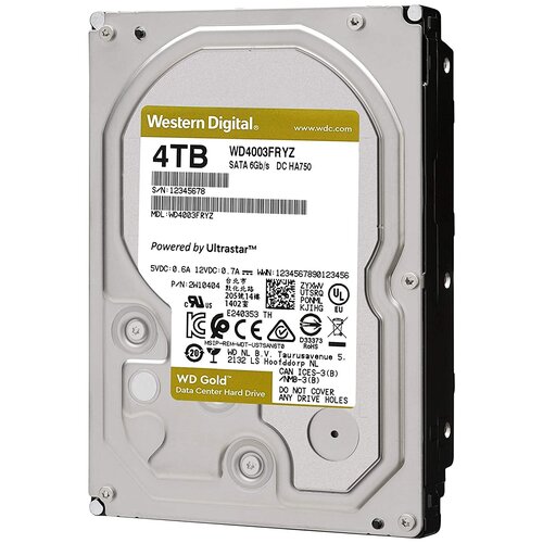 Жесткий диск Western Digital WD Gold 4 TB WD4003FRYZ серебристый