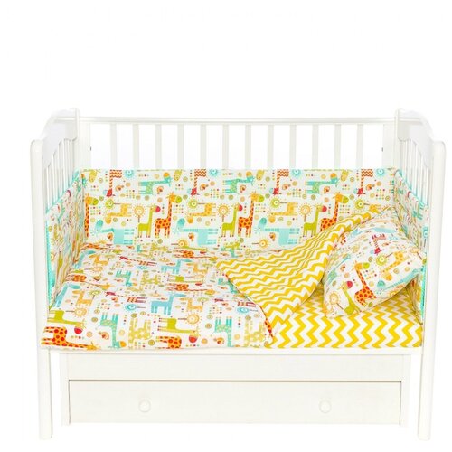 Бортики для детской кроватки Абстракция с жирафами 30 см