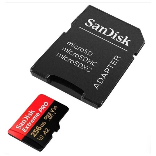 Карта памяти MicroSD 256GB SanDisk Class 10 Extreme Pro A2 V30 UHSI U3 200 Mbs) SD адаптер