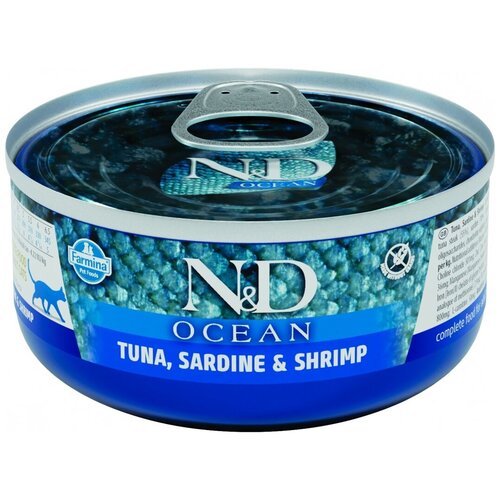 ND Cat Ocean с тунцом, сардинами и креветками влажный корм для кошек 5шт70г