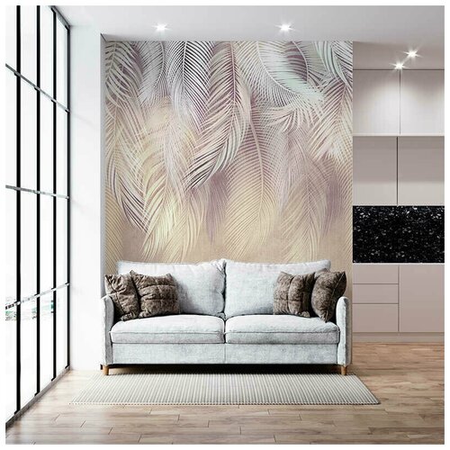 Фотообои на стену флизелиновые Пальмовый бриз 3 с рисунком пальмовые листья в гостиную и кухню. 200x270 см.