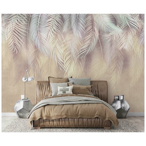 Фотообои на стену флизелиновые Пальмовый бриз 3 с рисунком пальмовые листья в гостиную и кухню. 400x250 см.