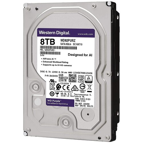 Жесткий диск Western Digital WD Purple 8 TB WD82PURZ серебристый