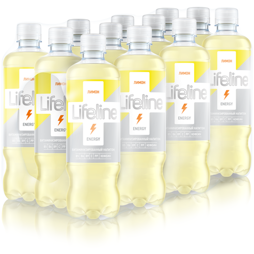 Витаминизированный напиток LIFELINE ENERGY со вкусом лимона безалкогольный негазированный 12шт по 05 л
