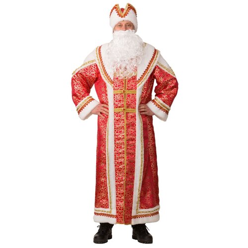 Костюм Деда Мороза Боярский красный, размер 5456, Батик 28815456