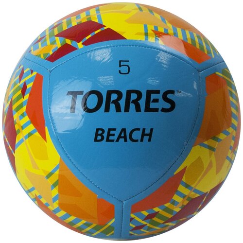 Мяч футбольный TORRES Beach FB32015, р.5, для пляж. футбола, 10 пан, TPU, машинная сшивка ив,синеоранжевый