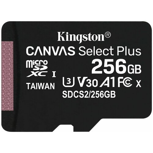 Карта памяти MicroSDXC 256GB Kingston Class 10 Canvas Select Plus A1 100 Mbs без адаптера