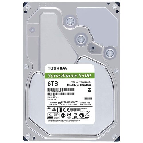 Жесткий диск Toshiba S300 6 TB HDWT360UZSVA серебристый