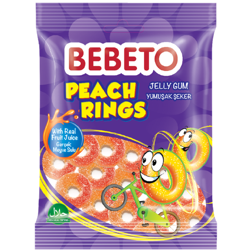 Мармелад жевательный Bebeto Peach персиковые кольца 1080гр