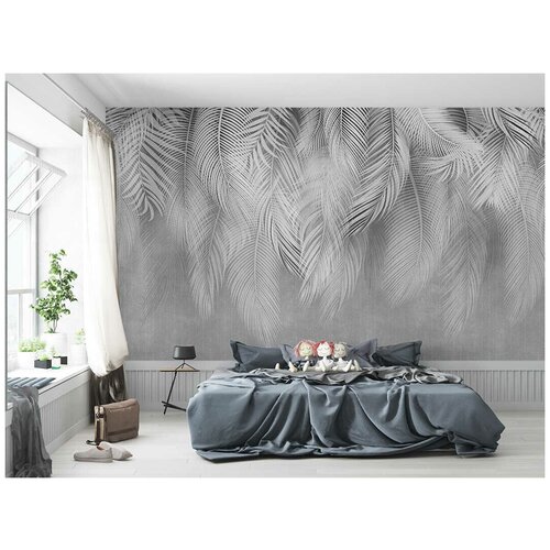 Фотообои на стену флизелиновые Пальмовый бриз 0 с рисунком пальмовые листья в гостиную и кухню. 450x250 см.