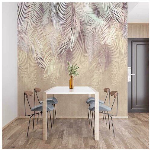 Фотообои на стену флизелиновые Пальмовый бриз 3 с рисунком пальмовые листья в гостиную и кухню. 270x270 см.