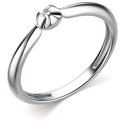 Помолвочное кольцо алькор из родированного серебра c бриллиантом