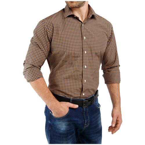 Рубашка мужская WOMEN MEN клетка, коричневый рост 182188 размер 41