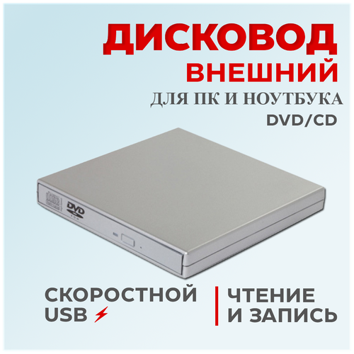 Внешний дисковод CDDVD  USB 2.0  чтение и запись  оптический привод для ноутбука, компьютера