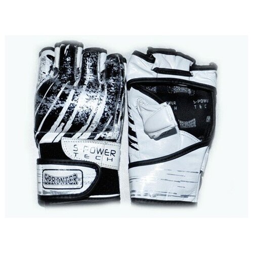 Перчатки спортивные SPRINTER перчатки для смешанных единоборств перчатки для рукопашного боя кожаные. Размер М. Цвет: чернобелый.