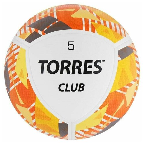 Мяч футбольный TORRES Club, размер 5, 10 панелей, PU, гибридная сшивка, цвет бежевыйоранжевыйсерый