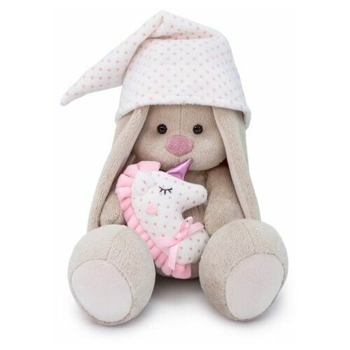 Мягкая игрушка в подарочной упаковке  Зайка Ми с подушкой единорогом розовая 23 см