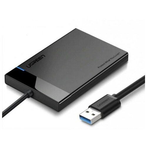 Внешний корпус для HDD SATA 2.5 UGREEN US221 30847 с кабелем USB 3.0, кабель 30 см, черный