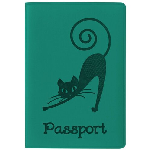 Обложка для паспорта Staff мягкий полиуретан Кошка бирюзовая